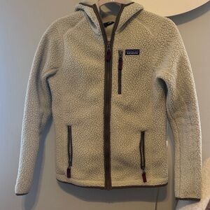 Patagonia Hooded Sherpa Fleece Jacket - Cream